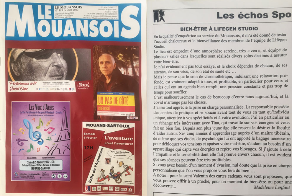 Article Lifegen dans La revue Le Mouansois